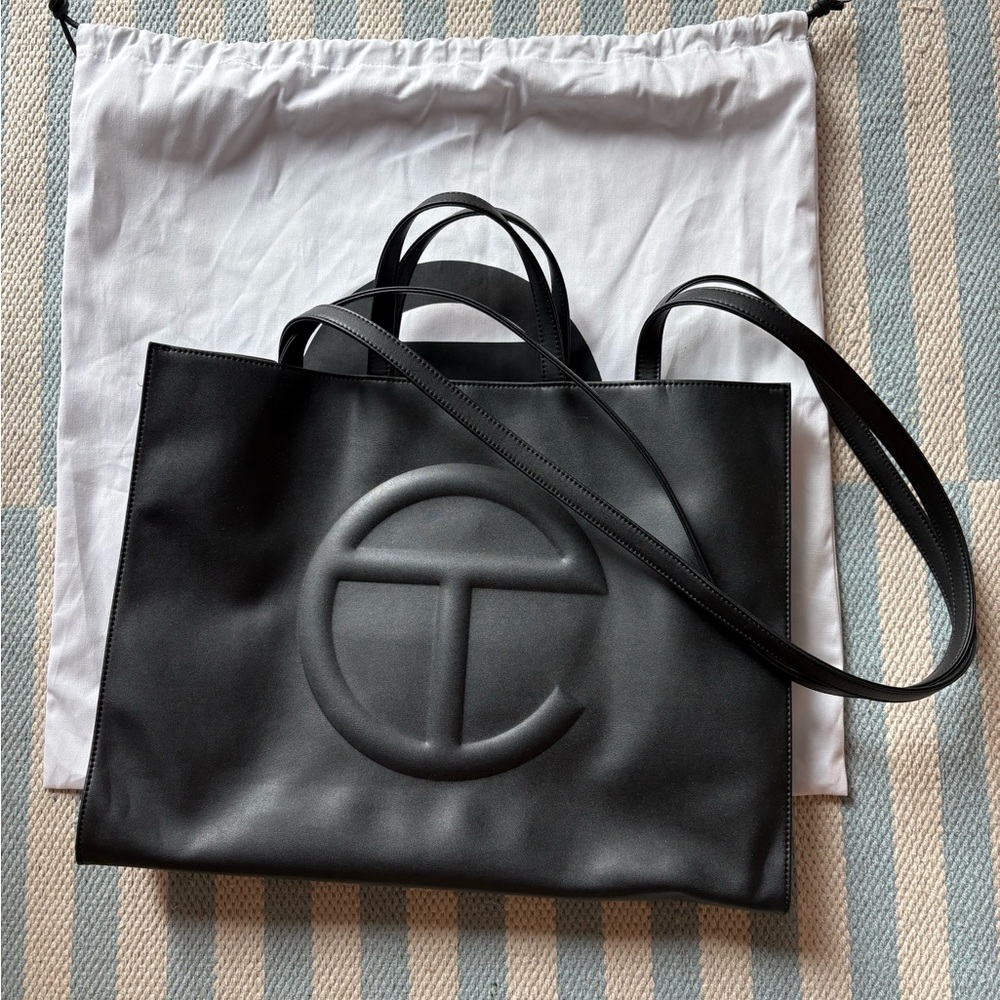 Telfar Black Tote with Logo - Large